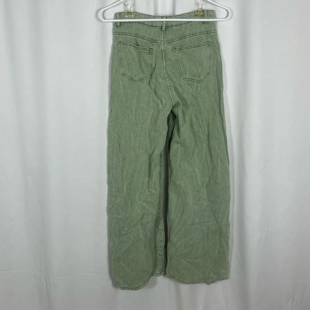 SHEIN wide leg Green Denim Jeans pockets S - Picture 2 of 10